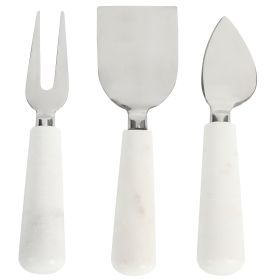 Laurie Gates California Designs Marble and Stainless Steel 3 Piece Cheese Knife Set in White