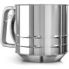 5 Cup Flour Sifter for Baking Large Capacity Flour Sifter Stainless Steel 5.1x5.1 inch with Double Mesh One Hand Operation Designed for Quick & Easy S