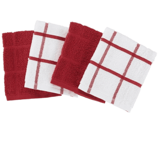 Mainstays 4-Pack 12'x12' Woven Kitchen Dish Cloth Set, Red Sedona
