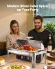 9Qt Rectangle Roll Top Chafing Dish Set with Full-Size Pan Stainless Steel