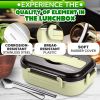 Stainless Steel Lunch Box for Hot Food 48.5 oz Stainless Steel Bento Box Adult with Phone Stand Spoon & Chopsticks 2 Compartment Hot Food Lunch Contai