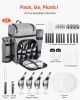 VEVOR Beach Picnic Backpack Bag for 4 Person with Cooler Compartment Grey