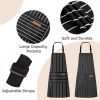 2-Pack Adjustable Kitchen Bib Aprons – Vertical Striped Design with 2 Pockets, Soft Cotton Blend for Men & Women, Unisex Fit