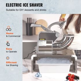 VEVOR Ice Crushers Machine, 661lbs Per Hour Electric Snow Cone Maker with 4 Blades, Stainless Steel Shaved Ice Machine with Cover, 300W Ice Shaver Mac