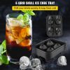 VEVOR Skull Ice Cube Tray, 4-Grid Skull Ice Ball Maker, Flexible Black Silicone Ice Tray with Lid & Funnel, Funny Skull Ice Cubes 1.6"x1.8" Each for B