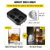 VEVOR Skull Ice Cube Tray, 4-Grid Skull Ice Ball Maker, Flexible Black Silicone Ice Tray with Lid & Funnel, Funny Skull Ice Cubes 1.6"x1.8" Each for B