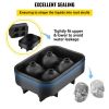 VEVOR Skull Ice Cube Tray, 4-Grid Skull Ice Ball Maker, Flexible Black Silicone Ice Tray with Lid & Funnel, Funny Skull Ice Cubes 1.6"x1.8" Each for B