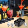 VEVOR Skull Ice Cube Tray, 4-Grid Skull Ice Ball Maker, Flexible Black Silicone Ice Tray with Lid & Funnel, Funny Skull Ice Cubes 1.6"x1.8" Each for B