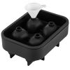 VEVOR Skull Ice Cube Tray, 4-Grid Skull Ice Ball Maker, Flexible Black Silicone Ice Tray with Lid & Funnel, Funny Skull Ice Cubes 1.6"x1.8" Each for B