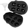 VEVOR Skull Ice Cube Tray, 6-Grid Skull Ice Ball Maker, Flexible Black Silicone Ice Tray with Lid & Funnel, Skull Ice Cubes in 3 Distinct Patterns for