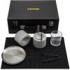 VEVOR Ice Ball Press Kit, Anodized 7075 Aluminum, w/ Silicone Moulds, Large Mat, Stainless Steel Tong & Two Glasses, Double Size Crystal Clear Rounds