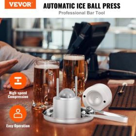 VEVOR Ice Ball Press Kit, Aircraft Al Alloy Ice Press with Ice Block Mold, Large Mat, Tong, Drip Tray, One Glass, Round Ice Ball Maker 2.4"/60 mm Ice