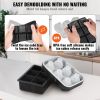 VEVOR Ice Cube Trays (Set of 2), 2-in-1 Combo with Silicone Sphere Ice Ball Maker & Large Square Ice Cube Maker with Lid, Reusable Easy Release BPA Fr