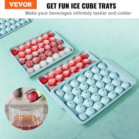 VEVOR Ice Cube Tray, Round Ice Ball Maker for Freezer, 2x33pcs & 1x104pcs Ice Balls, Sphere Ice Cube Making 170pcs Small Ice Chilling Cocktail Whiskey
