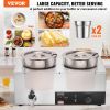VEVOR Electric Soup Warmer, Dual 7.4QT Stainless Steel Round Pot 86~185°F Adjustable Temp, 1200W Commercial Bain Marie with Anti-dry Burn and Reset Bu