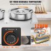VEVOR Electric Soup Warmer, Dual 7.4QT Stainless Steel Round Pot 86~185°F Adjustable Temp, 1200W Commercial Bain Marie with Anti-dry Burn and Reset Bu