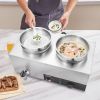 VEVOR Electric Soup Warmer, Dual 7.4QT Stainless Steel Round Pot 86~185°F Adjustable Temp, 1200W Commercial Bain Marie with Anti-dry Burn and Reset Bu