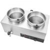 VEVOR Electric Soup Warmer, Dual 7.4QT Stainless Steel Round Pot 86~185°F Adjustable Temp, 1200W Commercial Bain Marie with Anti-dry Burn and Reset Bu