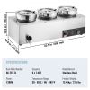VEVOR Electric Soup Warmer, Three 7.4QT Stainless Steel Round Pot 86~185°F Adjustable Temp, 1200W Commercial Bain Marie with Anti-dry Burn and Reset B