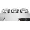 VEVOR Electric Soup Warmer, Three 7.4QT Stainless Steel Round Pot 86~185°F Adjustable Temp, 1200W Commercial Bain Marie with Anti-dry Burn and Reset B