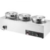 VEVOR Electric Soup Warmer, Three 7.4QT Stainless Steel Round Pot 86~185°F Adjustable Temp, 1200W Commercial Bain Marie with Anti-dry Burn and Reset B