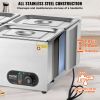 VEVOR 4-Pan Commercial Food Warmer, 4 x 12QT Electric Steam Table, 1500W Professional Countertop Stainless Steel Buffet Bain Marie with 86-185°F Temp