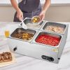 VEVOR 4-Pan Commercial Food Warmer, 4 x 12QT Electric Steam Table, 1500W Professional Countertop Stainless Steel Buffet Bain Marie with 86-185°F Temp