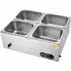 VEVOR 4-Pan Commercial Food Warmer, 4 x 12QT Electric Steam Table, 1500W Professional Countertop Stainless Steel Buffet Bain Marie with 86-185°F Temp