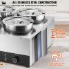 VEVOR Electric Soup Warmer, Four 7.4QT Stainless Steel Round Pot 86~185°F Adjustable Temp, 1500W Commercial Bain Marie with Anti-dry Burn and Reset Bu