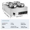 VEVOR Electric Soup Warmer, Four 7.4QT Stainless Steel Round Pot 86~185°F Adjustable Temp, 1500W Commercial Bain Marie with Anti-dry Burn and Reset Bu