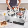VEVOR Electric Soup Warmer, Four 7.4QT Stainless Steel Round Pot 86~185°F Adjustable Temp, 1500W Commercial Bain Marie with Anti-dry Burn and Reset Bu