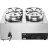 VEVOR Electric Soup Warmer, Four 7.4QT Stainless Steel Round Pot 86~185°F Adjustable Temp, 1500W Commercial Bain Marie with Anti-dry Burn and Reset Bu