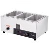 VEVOR 3-Pan Commercial Food Warmer, 3 x 8QT Electric Steam Table, 1500W Professional Countertop Stainless Steel Buffet Bain Marie with 86-185°F Temp C