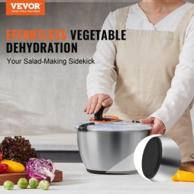 VEVOR Stainless Steel Salad Spinner, 4.75Qt, One-handed Easy Press Large Vegetable Dryer Washer, Lettuce Cleaner and Dryer with 304 Stainless Steel Bo