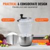 VEVOR Stainless Steel Salad Spinner, 4.75Qt, One-handed Easy Press Large Vegetable Dryer Washer, Lettuce Cleaner and Dryer with 304 Stainless Steel Bo