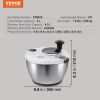 VEVOR Stainless Steel Salad Spinner, 4.75Qt, One-handed Easy Press Large Vegetable Dryer Washer, Lettuce Cleaner and Dryer with 304 Stainless Steel Bo