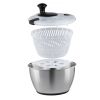 VEVOR Stainless Steel Salad Spinner, 4.75Qt, One-handed Easy Press Large Vegetable Dryer Washer, Lettuce Cleaner and Dryer with 304 Stainless Steel Bo