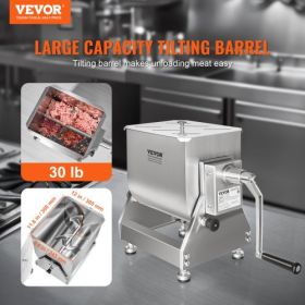 VEVOR 30 Pound Tilt Manual Meat Mixer Sausage Hand Mixer Machine Stainless Steel
