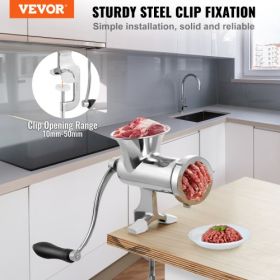 VEVOR Manual Meat Grinder, 304 Stainless Steel Hand Meat Grinder with Steel Table Clamp, Meat Mincer Sausage Maker & 2 Cutting Plates, Cookie Attachme