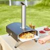 VEVOR Outdoor Oven 12-inch Pellet and Charcoal Fired Maker, Portable Outside Stainless Steel Grill with Pizza Stone, Waterproof Cover, Shovel, Wood Bu