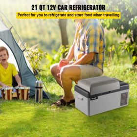 VEVOR Portable Refrigerator 21 Quart(20 Liter),12 Volt Refrigerator App Control(-4℉~68℉), Car Refrigerator Electric Compressor Cooler with 12/24v DC &