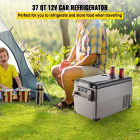 VEVOR Portable Refrigerator 37 Quart(35 Liter),12 Volt Refrigerator App Control(-4℉~68℉), Car Refrigerator Dual Zone with 12/24v DC & 110-240v AC for