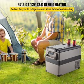VEVOR 12 Volt Refrigerator 45L(48qt) Fast Cooling Portable Freezer with App Control(-4℉~68℉) Car Fridge with 12/24v DC & 110-240v AC for Travel, Campi
