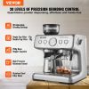 VEVOR Espresso Machine with Grinder, 15 Bar Semi-Automatic Espresso Coffee Maker with Milk Frother Steam Wand, Removable Water Tank & Pressure Gauge f