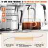 VEVOR Espresso Machine with Grinder, 15 Bar Semi-Automatic Espresso Coffee Maker with Milk Frother Steam Wand, Removable Water Tank & Pressure Gauge f