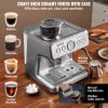 VEVOR Espresso Machine with Grinder, 15 Bar Semi-Automatic Espresso Coffee Maker with Milk Frother Steam Wand, Removable Water Tank & Pressure Gauge f