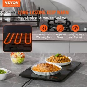 VEVOR Electric Warming Tray, 16.5" x 11" Portable Tempered Glass Heating Tray, Perfect for Dinner, Catering, House, Parties, Events, Entertaining and