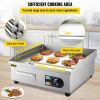VEVOR Commercial Electric Griddle, 18" Teppanyaki Grill, 1600W Electric Flat Top Grill, Stainless Steel Electric Countertop Griddle w/Drip Hole, 50-30