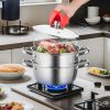 VEVOR Steamer Pot, 8.66in/22cm Steamer Pot for Cooking with 3QT Stock Pot and Vegetable Steamer, Large Capacity Stainless Steel Food Steamer Cookware