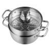 VEVOR Steamer Pot, 8.66in/22cm Steamer Pot for Cooking with 3QT Stock Pot and Vegetable Steamer, Large Capacity Stainless Steel Food Steamer Cookware
